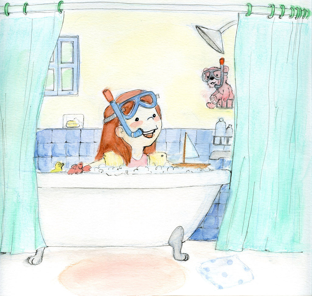 A Little Bathtub Mermaid 2014 Calendar Art by Genevieve Santos