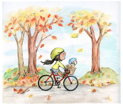 Bicycling In Autumn 2014 Calendar Art by Genevieve Santos