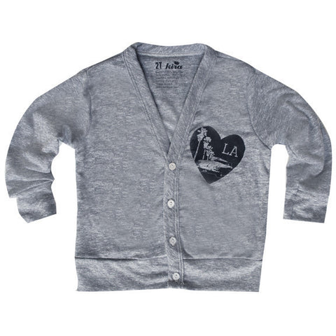 Heart LA Kids Cardigan in Heather Grey by Kira Kids