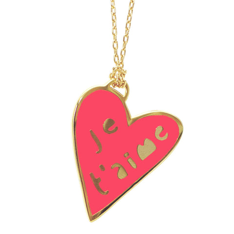 Je T'aime Heart Pendant Necklace by Yellow Owl Workshop