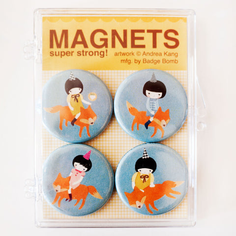 Andrea Kang Fox Girl Magnet Set by Badge Bomb