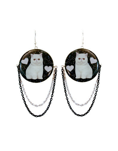 Cat Heart Earrings by Locketship