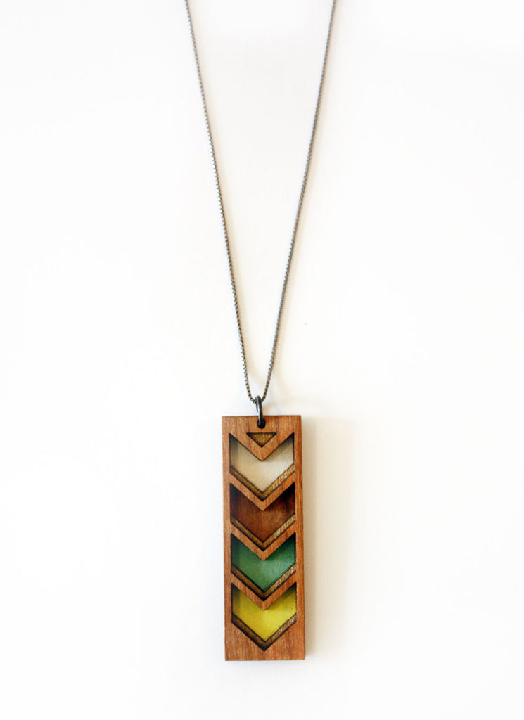 Chevron Stripe Necklace in Mint and Bronze by Bird of Virtue