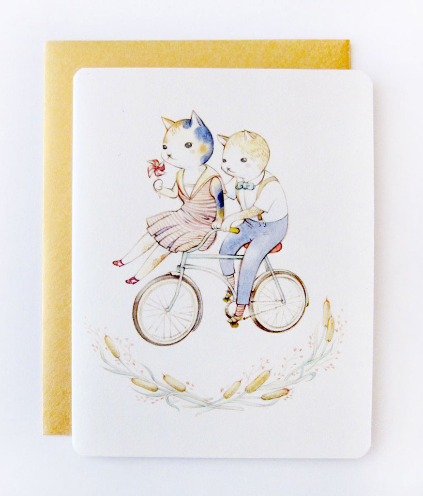 Kitties on a Bike Card by Nancy Chiu