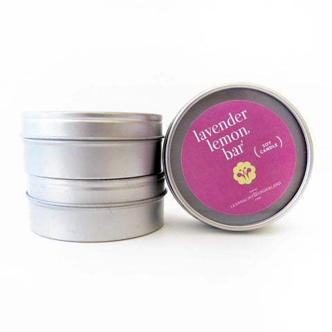 Lavender Lemon Bar Soy Candle Tin by Leanna Lin's Wonderland