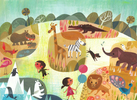 A Day At The Zoo Print by Joey Chou